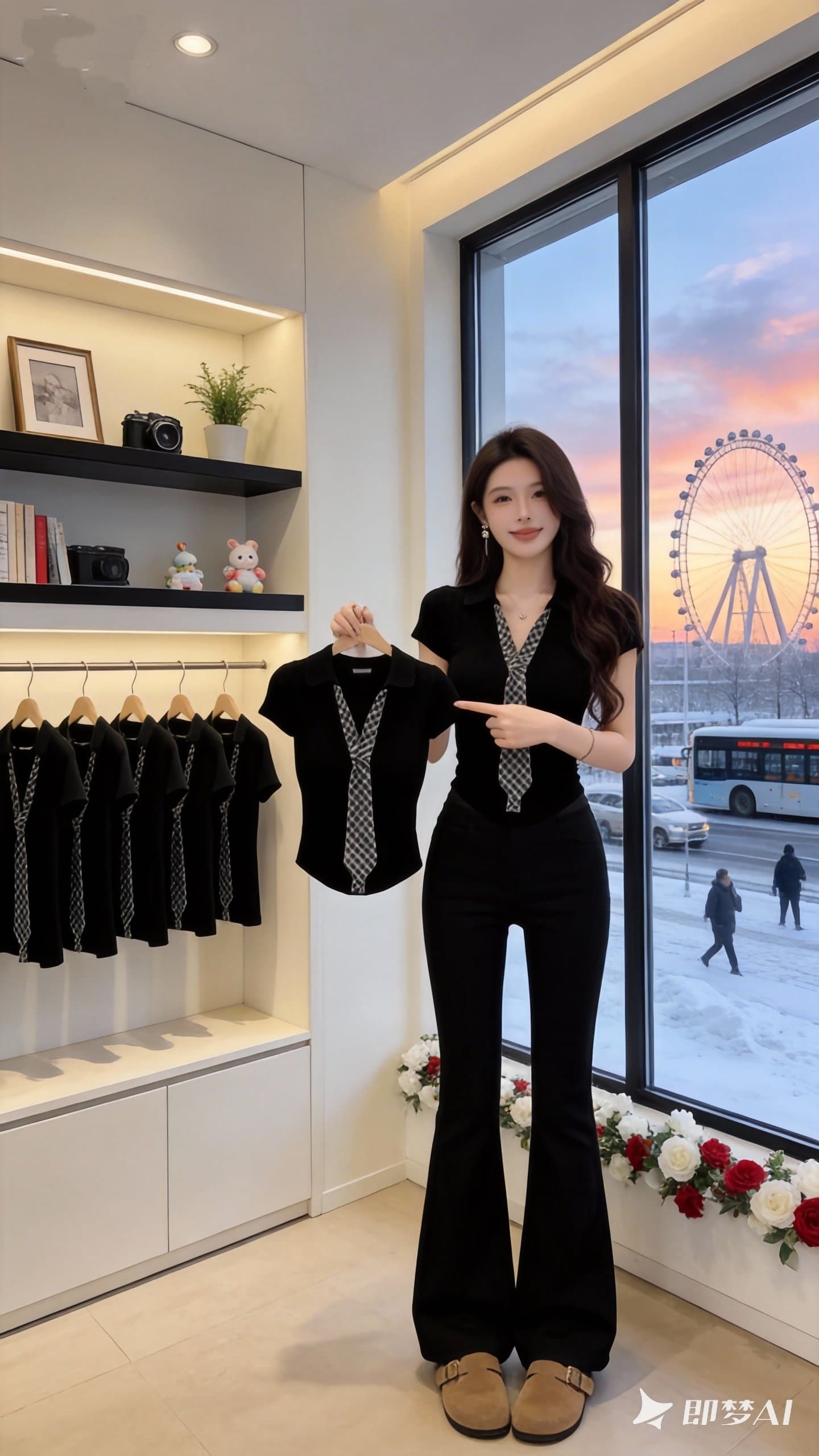 학원 스타일 jk 유니폼 세트 여성 순수한 욕망 핫걸 허리 수축 반팔 POLO 칼라 맨위 슬림해 보이는 반신 스커트 투피스 세트 이미지 2