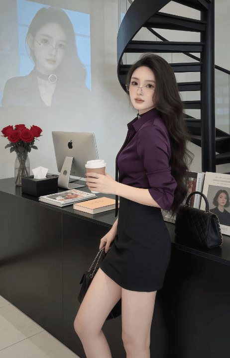 한 부서 고유 한 슈퍼 잘 생긴 보라색 맨위 타이트 스커트 반신 스커트 투피스 슈트 25 겨울 의류 착용 가져 가라. 전체 집합 로얄 자매 상세 이미지 1