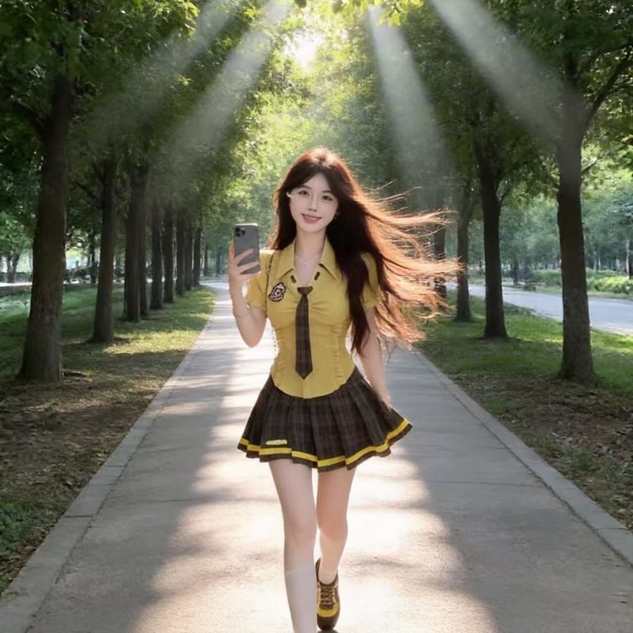 아메리칸 연인 여름 몸매 가꾸기 슬림해 보이는 학원 스타일 작은 대중 디자인 센스 셔츠 맨위 반신 미니 스커트 세트 여성 상세 이미지 3