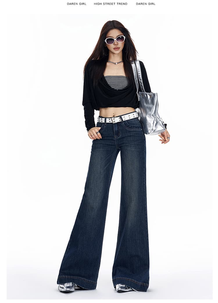 실사 아메리칸 레트로 부츠컷 청바지 여성 가을 2026 새로운 몸매 가꾸기 아니요 막대기 다리 바닥 청소 호스 슈 나팔 바지 상세 이미지 21