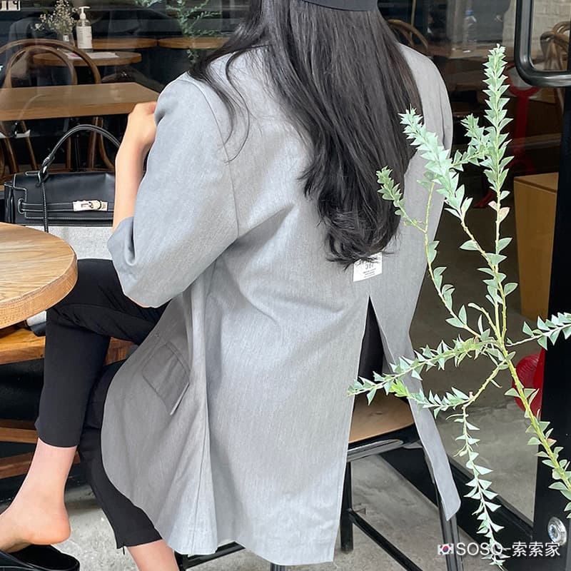 재고 있음 ins 인터넷 유명인 여름 얇은 스타일 인터넷 유명인 패션 품격 중간 길이 캐주얼 반팔 블레이저 상세 이미지 8