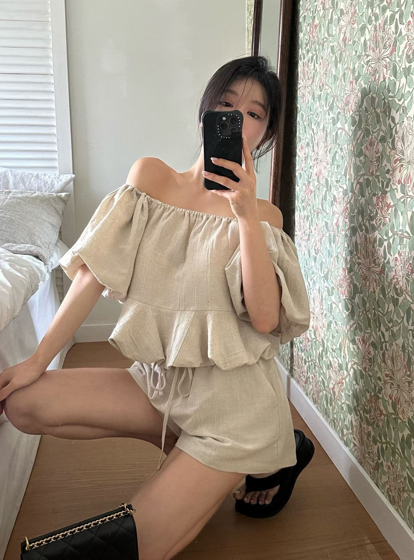 있음 선적 다용도 거품 소매 반팔 셔츠 반바지 세트 상세 이미지 8