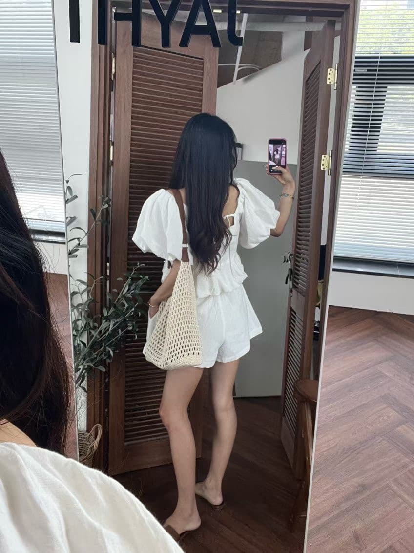 있음 선적 다용도 거품 소매 반팔 셔츠 반바지 세트 상세 이미지 31