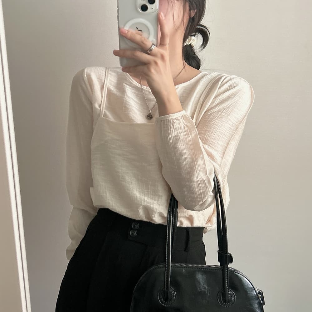프랑스식 시폰 셔츠 여성 chic 작은 대중 디자인 시스루 작은 셔츠 캐미솔 고유 한 긴팔 셔츠 투피스 슈트 상세 이미지 4