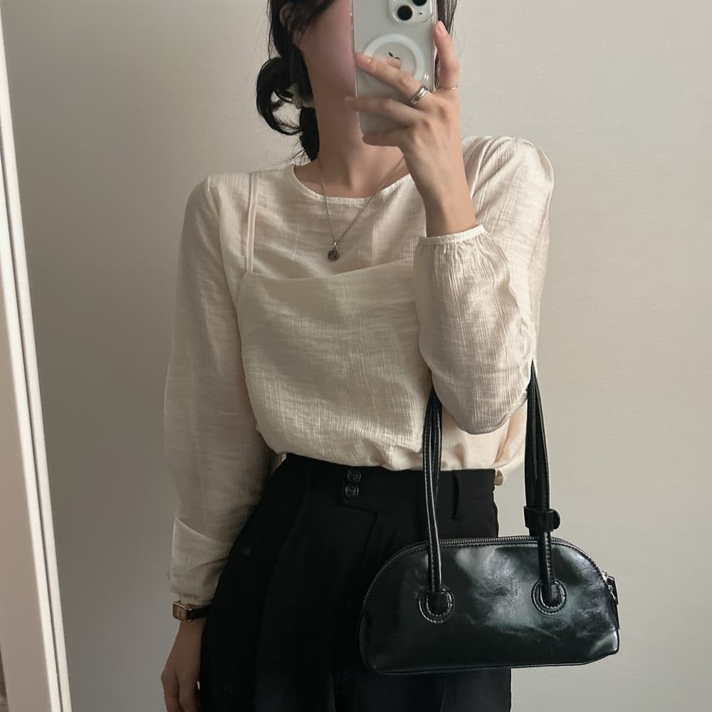 프랑스식 시폰 셔츠 여성 chic 작은 대중 디자인 시스루 작은 셔츠 캐미솔 고유 한 긴팔 셔츠 투피스 슈트 상세 이미지 6