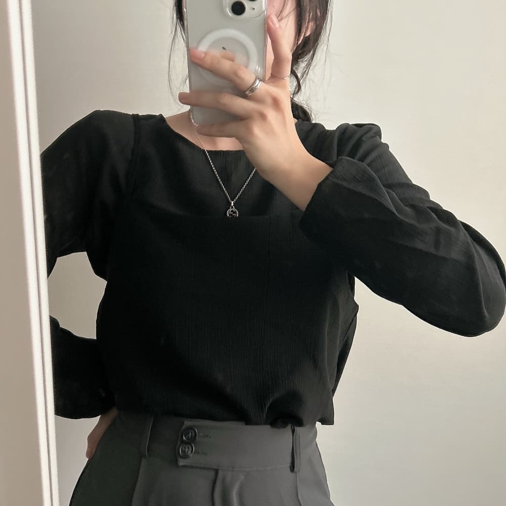 프랑스식 시폰 셔츠 여성 chic 작은 대중 디자인 시스루 작은 셔츠 캐미솔 고유 한 긴팔 셔츠 투피스 슈트 상세 이미지 16