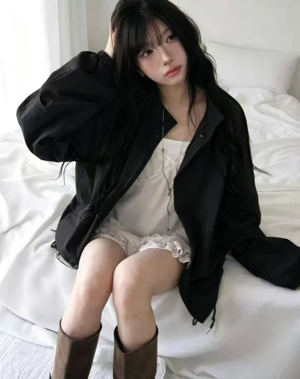 한국 동대문 2026 년 새로운 한국 스타일 달콤한 차가운 레트로 워크웨어 바람 루즈핏 다용도 스탠드 칼라 바람막이 여성 상세 이미지 6