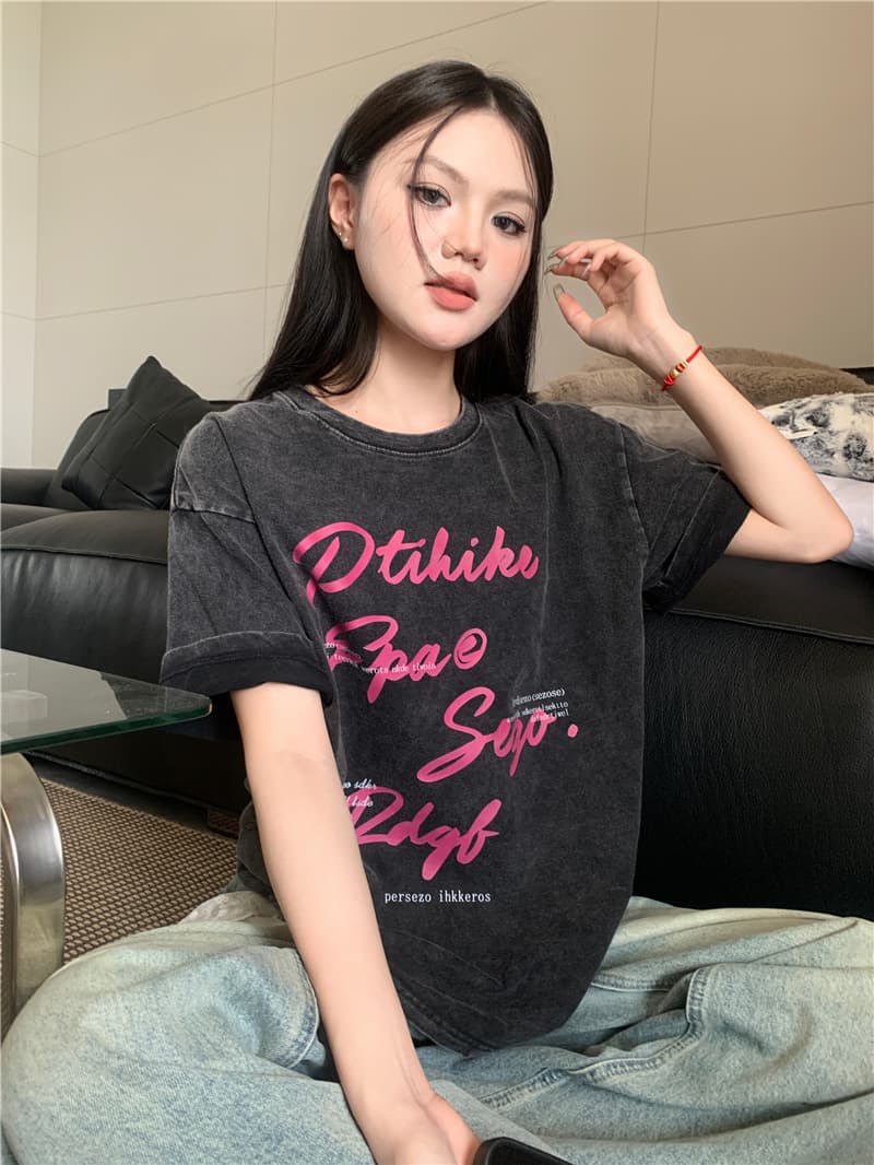 실사 정가 아메리칸 레트로 높음 거리 디자인 센스 마 오래된 워싱 핫걸 짧은 펌프 로프 티셔츠
