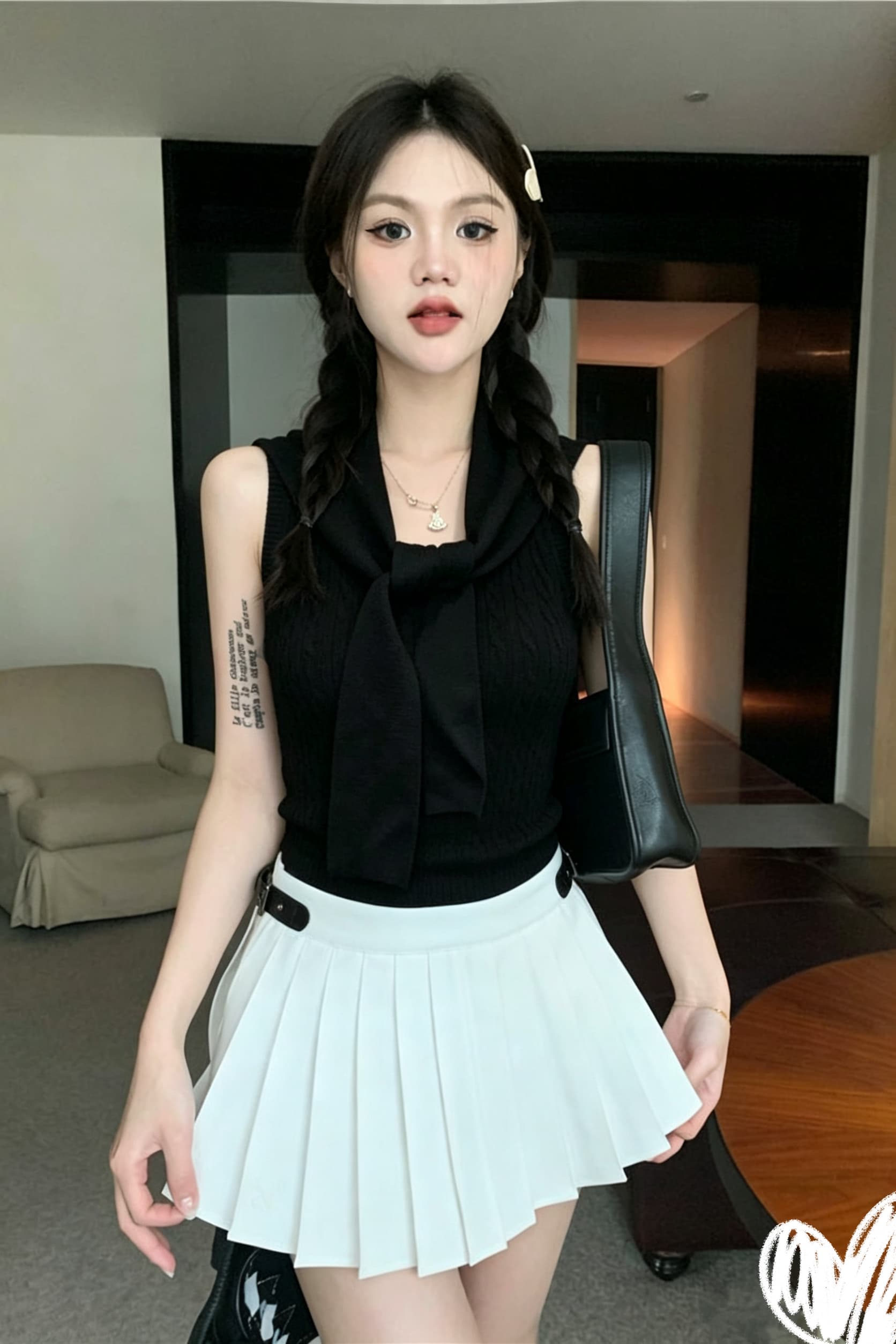 신제품 한 부서 단색 꽈배기 레이스업 조끼 니트 스웨터 여성 여름 민소매 몸매 가꾸기 슬림해 보이는 캐주얼 맨위 상세 이미지 8