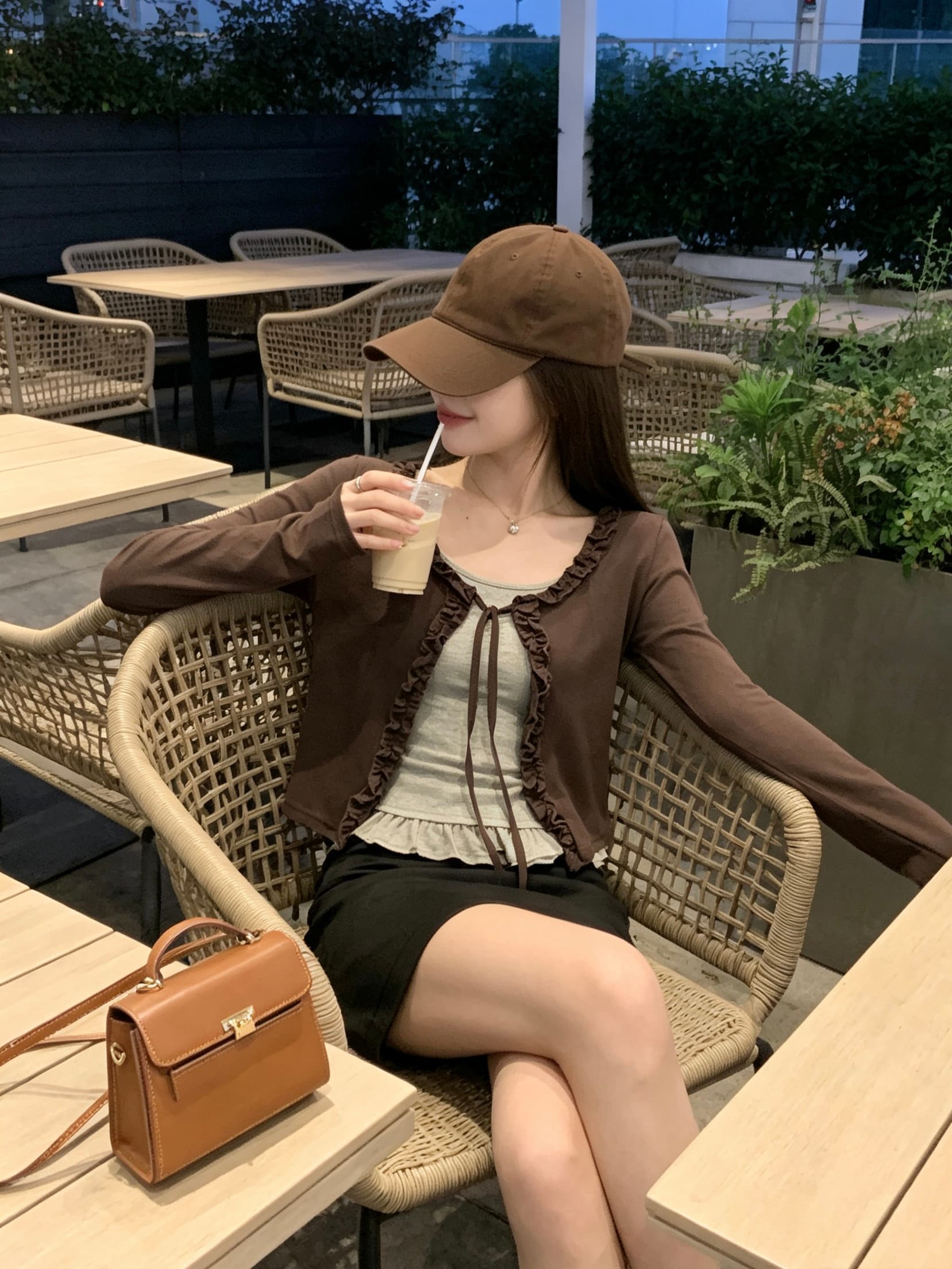 신제품 페이크 레이어드 패치워크 긴팔 기본 셔츠 여성 봄 가을 작은 대중 분위기 센스 프릴 오픈 가디건 맨위 상세 이미지 5