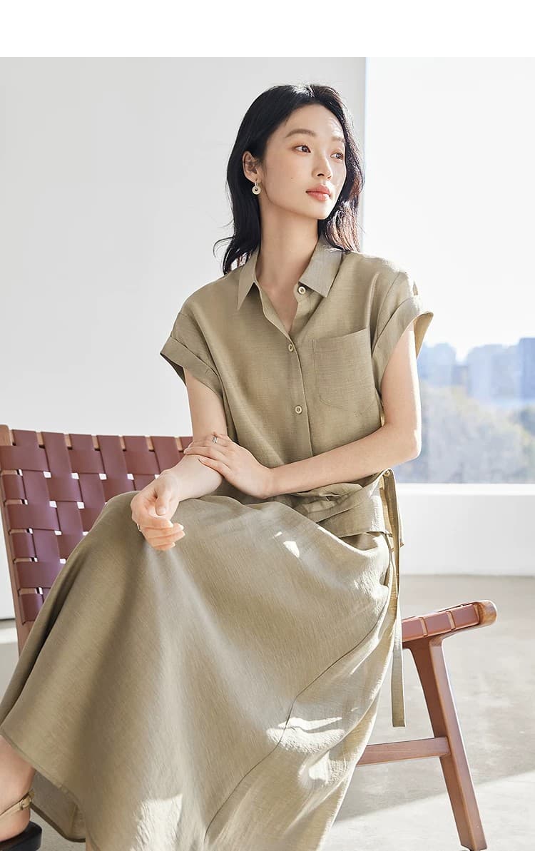 라이 경기 서울 아마 가벼움 셔츠 세트 드레스 여성 2026 여름 새로운 반신 스커트 품격 캐주얼 투피스 세트 상세 이미지 20