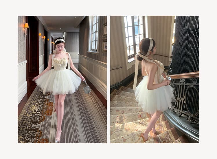 lin boutique 백조 왈츠 무거운 작업 망사 패치워크 예복 치마 여성 드레스 상세 이미지 19