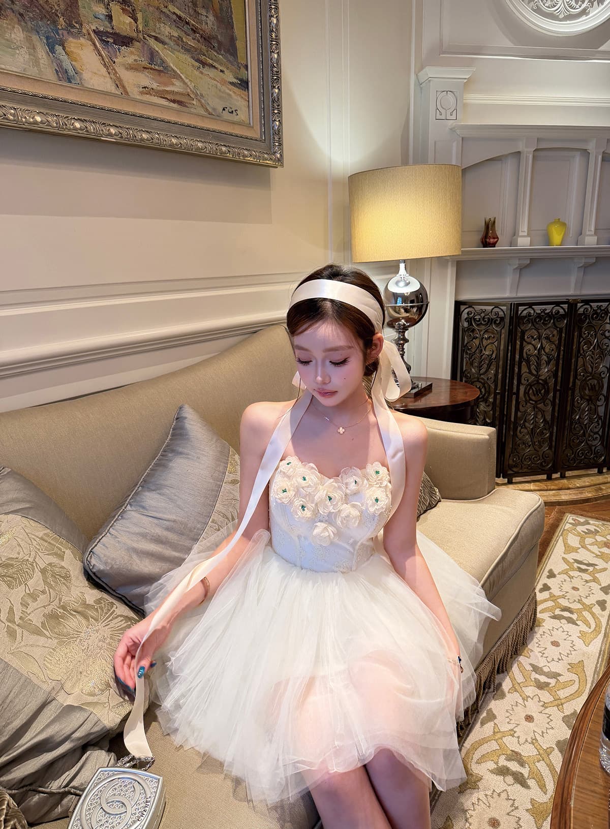 lin boutique 백조 왈츠 무거운 작업 망사 패치워크 예복 치마 여성 드레스 상세 이미지 44