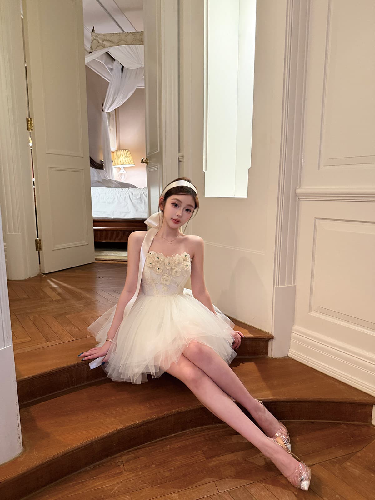 lin boutique 백조 왈츠 무거운 작업 망사 패치워크 예복 치마 여성 드레스 상세 이미지 45