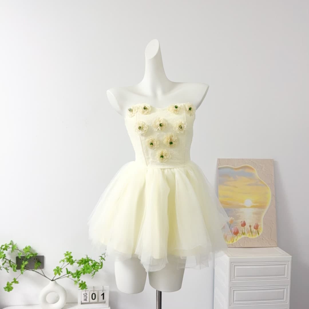 lin boutique 백조 왈츠 무거운 작업 망사 패치워크 예복 치마 여성 드레스 상세 이미지 1