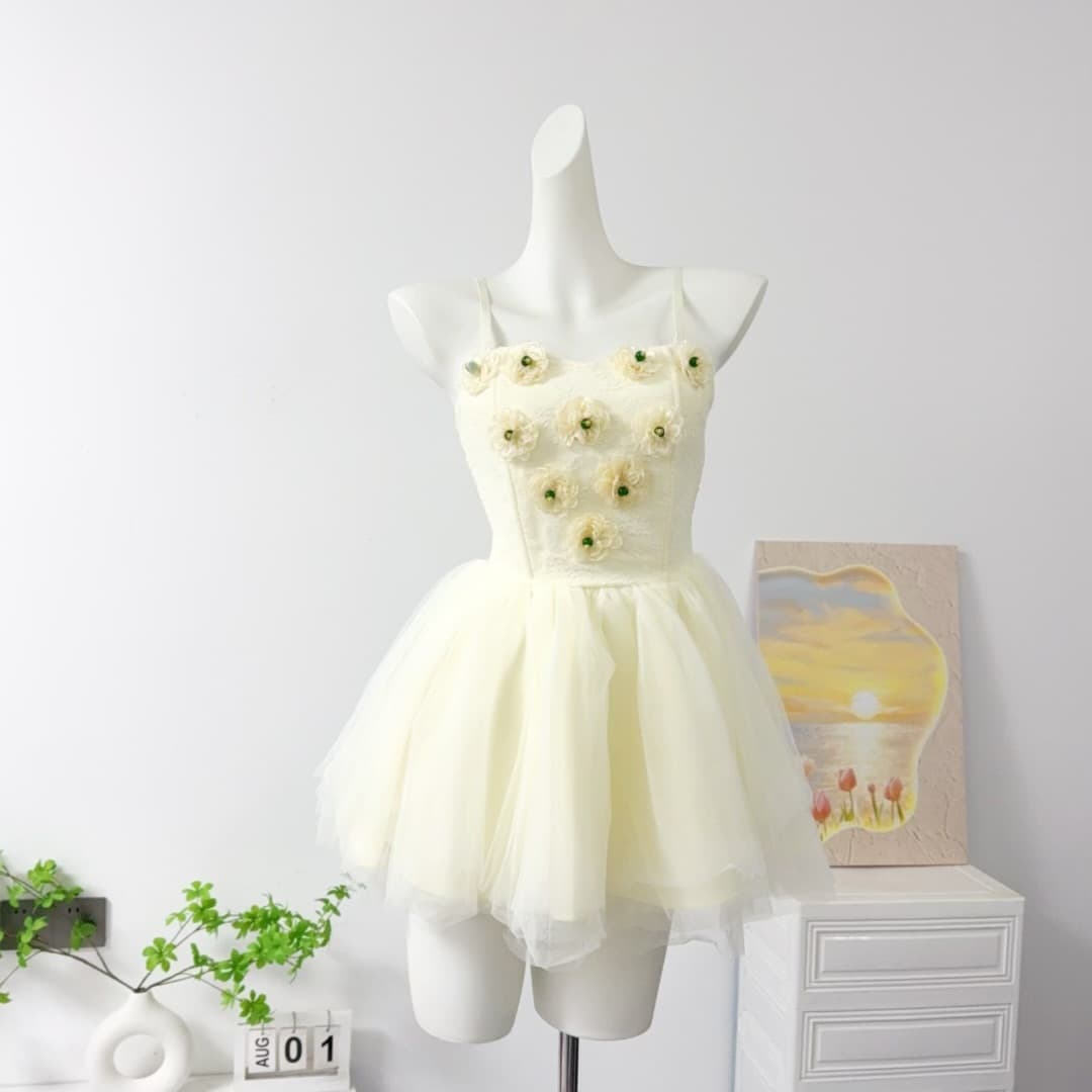 lin boutique 백조 왈츠 무거운 작업 망사 패치워크 예복 치마 여성 드레스 상세 이미지 4