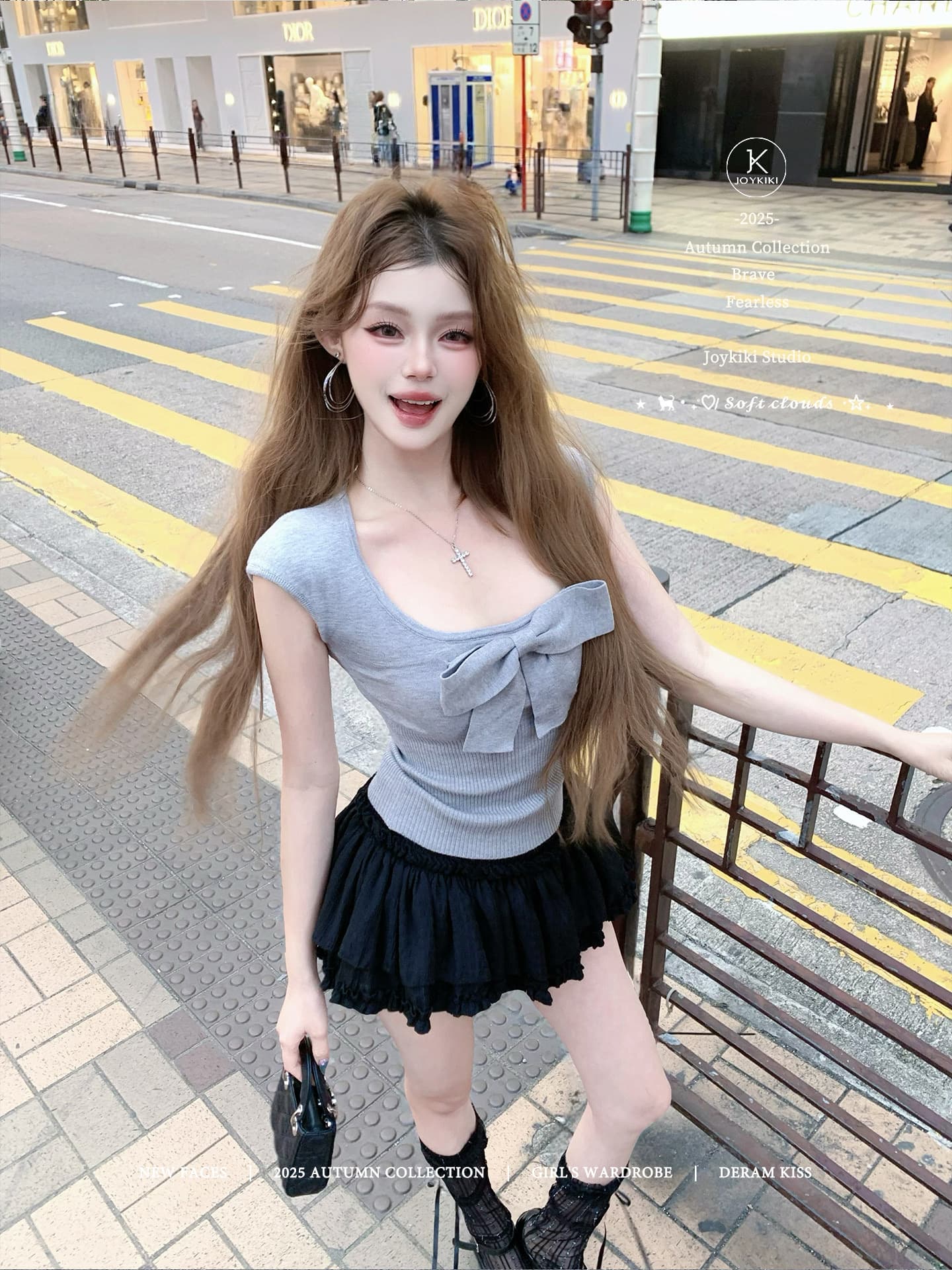joykiki 거위 위로 뭐라구? 천 새싹 젤리 u 칼라 순수한 욕망 바람 나비 매듭 패키지 어깨 소매 맨위 몸매 가꾸기 민소매 이미지 3