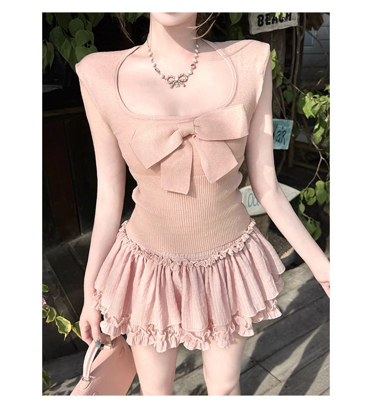 joykiki 거위 위로 뭐라구? 천 새싹 젤리 u 칼라 순수한 욕망 바람 나비 매듭 패키지 어깨 소매 맨위 몸매 가꾸기 민소매 상세 이미지 12
