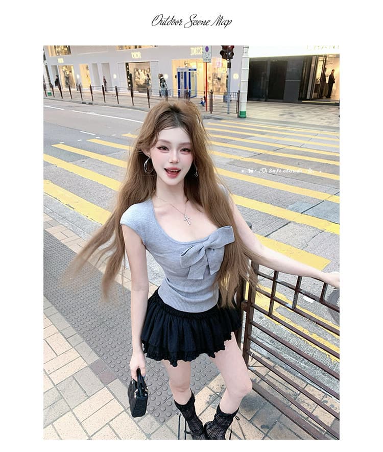 joykiki 거위 위로 뭐라구? 천 새싹 젤리 u 칼라 순수한 욕망 바람 나비 매듭 패키지 어깨 소매 맨위 몸매 가꾸기 민소매 상세 이미지 13
