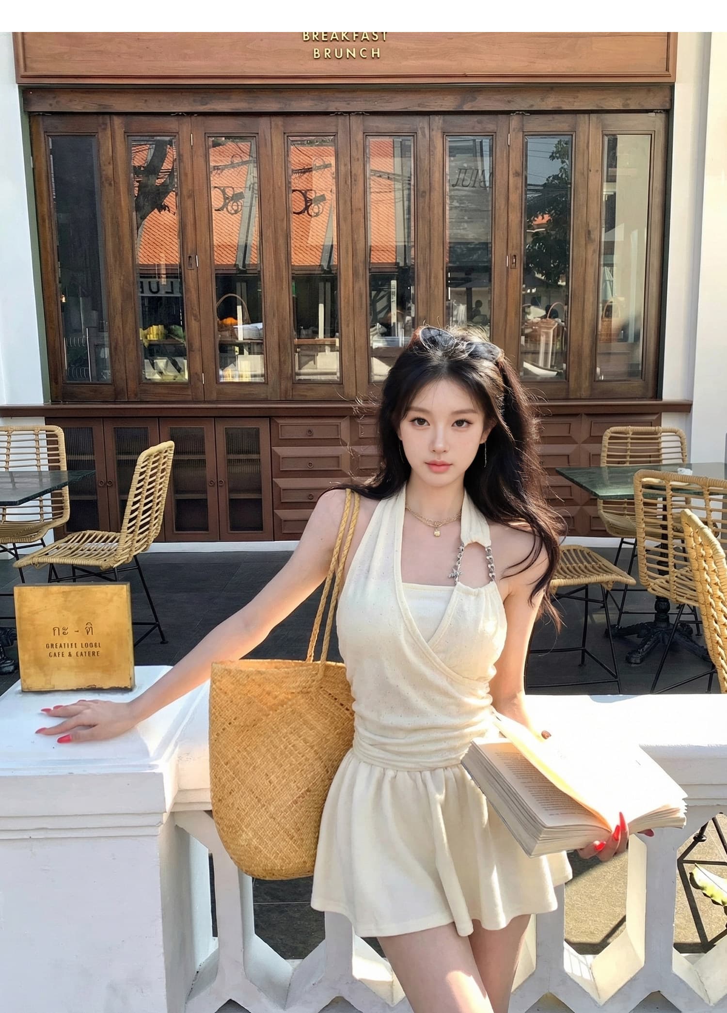 작은 p 의류 역 순수한 욕망 바람 행침 목 맨위 여성 여름 새로운 프랑스식 품격 허리 수축 슬림해 보이는 한 마디 핫걸 미니 스커트 상세 이미지 17