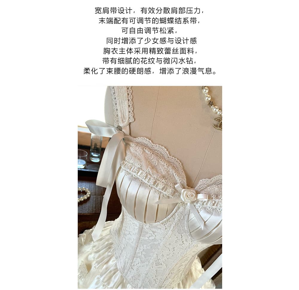 sisi jiang 공단 빛 꿀 달콤한 꿈 부드러운 레이스 몸매 가꾸기 생선뼈 오프숄더 맨위 퍼프 스커트 상세 이미지 10