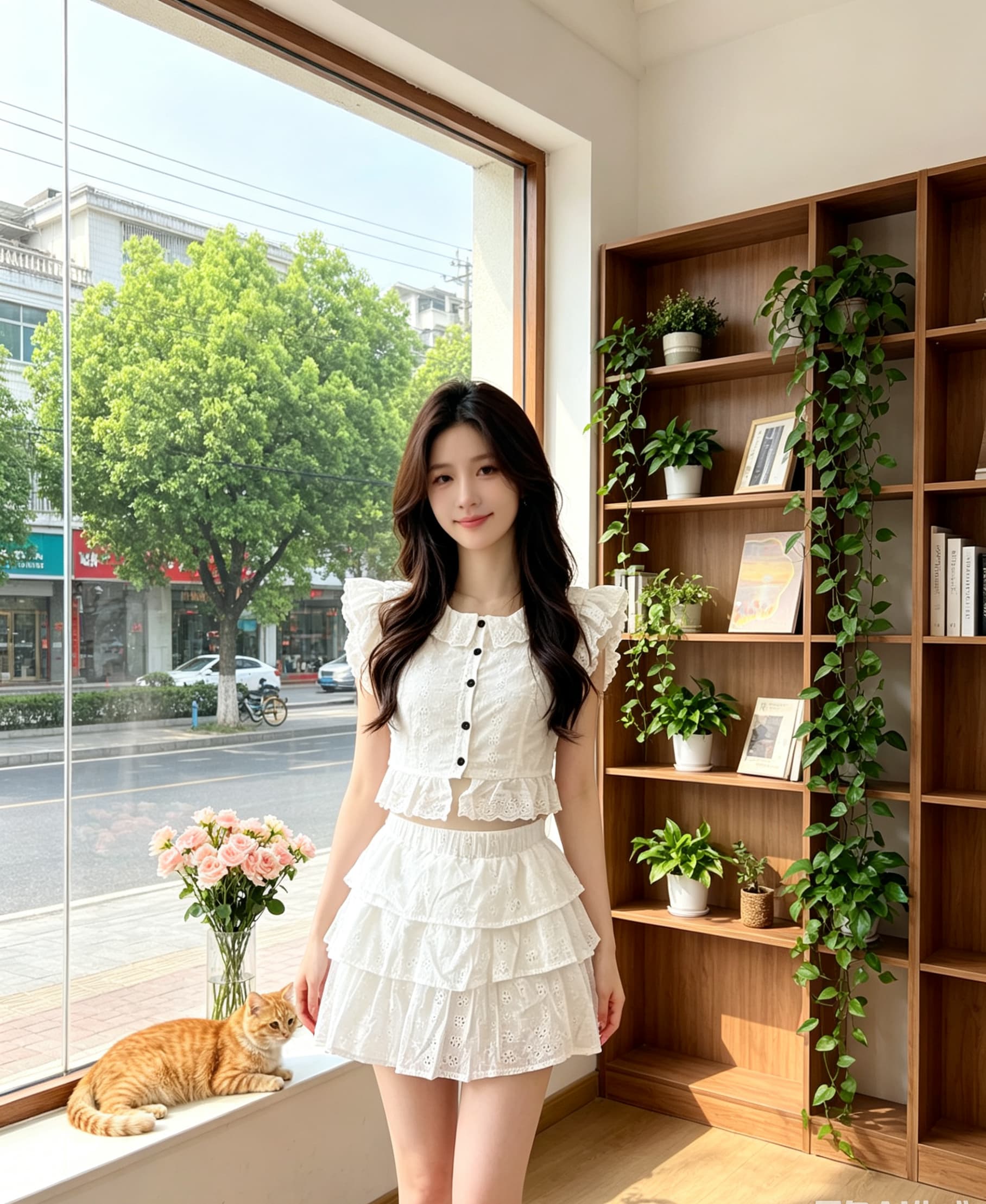 a ice of vale 천 나이 차가운 어린이 화이트 케이크 드레스 홀로우 아웃 쇼트 스타일 맨위 달콤한 매운맛 반신 스커트 투피스 세트 상세 이미지 7