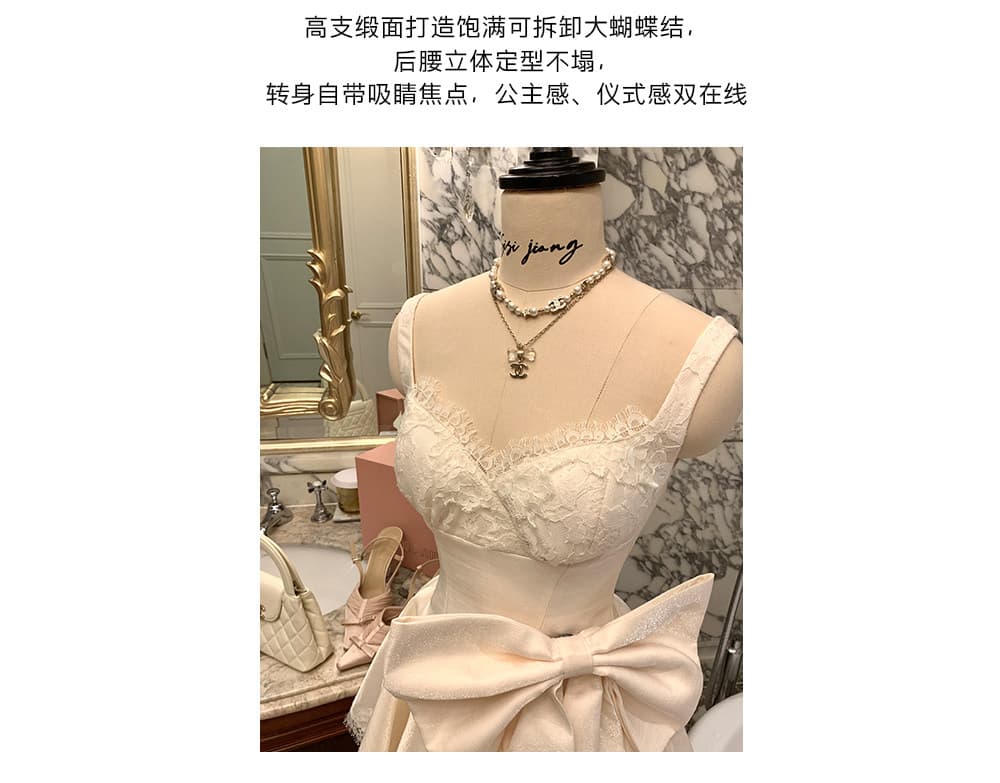 sisi jiang 레이스 향기로운 노래 프랑스식 천 골드 레이스 레이스 꼬집기 허리 슬림해 보이는 슬립 드레스 공주 드레스 상세 이미지 29