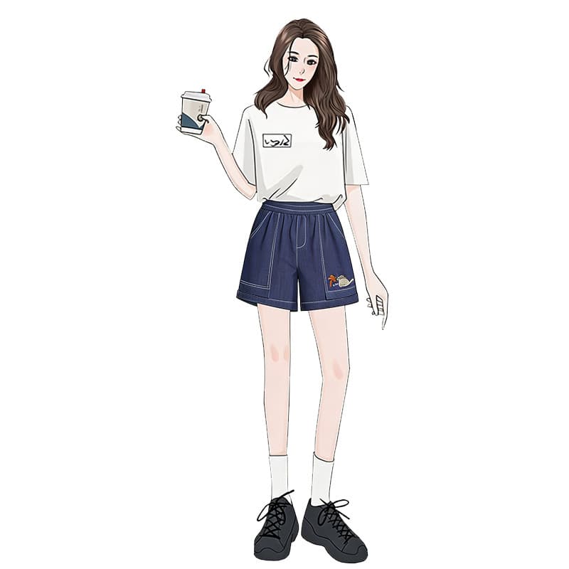 실사 지방 mm 여름 데님 반바지 여성 여름 얇은 스타일 하이웨이스트 슬림해 보이는 와이드 레그 팬츠 빅 사이즈 루즈핏 오부 바지 상세 이미지 1
