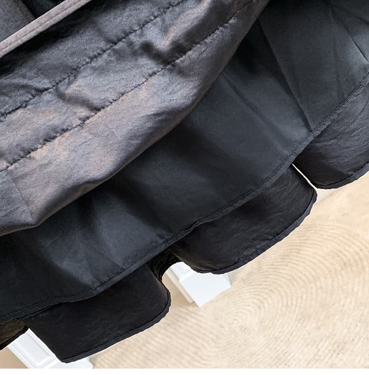 실사 빅 사이즈 한 부서 검정색 패치워크 반신 스커트 가을 새로운 문예 레트로 레이스 하이웨이스트 한 마디 반신 스커트 상세 이미지 18