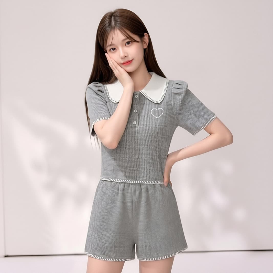 작은 대중 디자인 센스 캐주얼 패션 세트 여름 새로운 세련된 외국 가스 운동복 반바지 투피스 세트 짧은 여성 상세 이미지 3