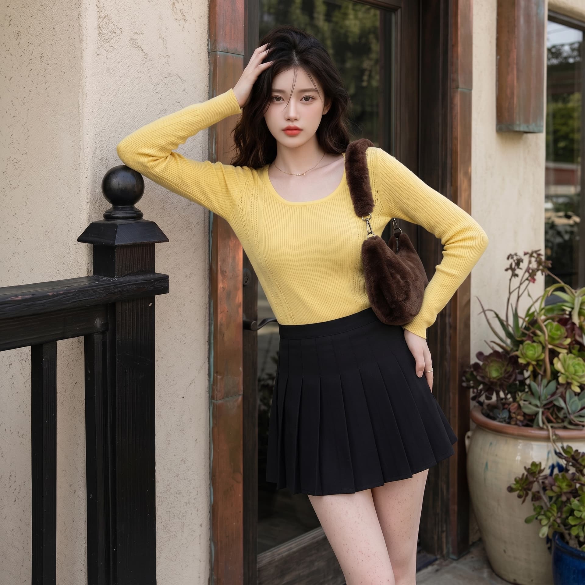 실사 반신 스커트 일본식 ins 미니멀리즘 트렌드 달콤함 여성 새로운 패션 단색 플리츠 스커트 미니 스커트 상세 이미지 7