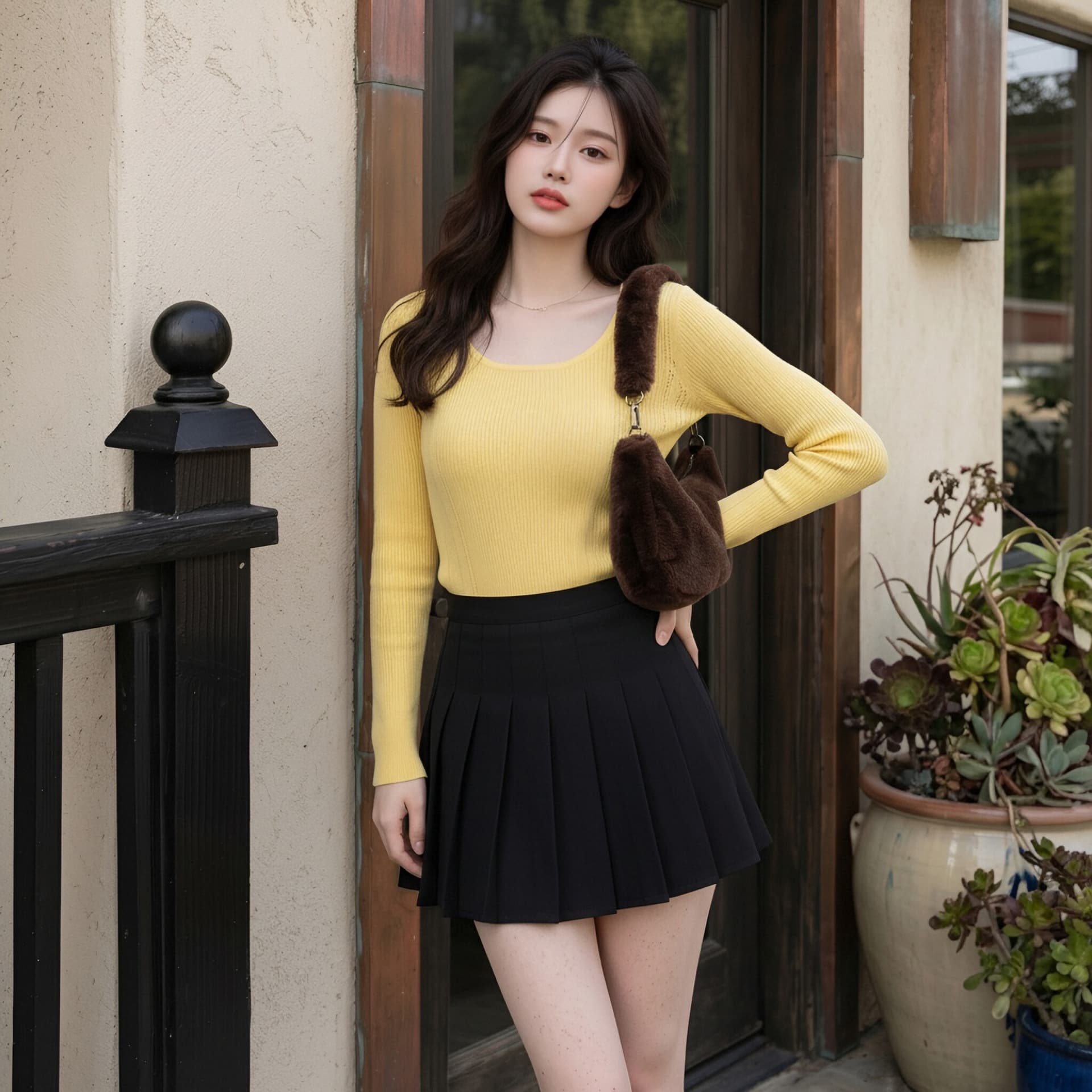 실사 반신 스커트 일본식 ins 미니멀리즘 트렌드 달콤함 여성 새로운 패션 단색 플리츠 스커트 미니 스커트 상세 이미지 11