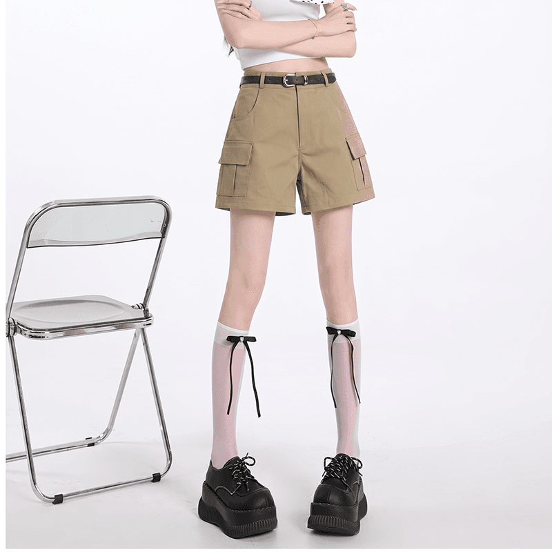 실사 한 부서 반바지 여성 여름 2026 새로운 카키 색 캐주얼 바지 워크웨어 팬츠 아메리칸 작은 키 핫 바지 트렌디 상세 이미지 7