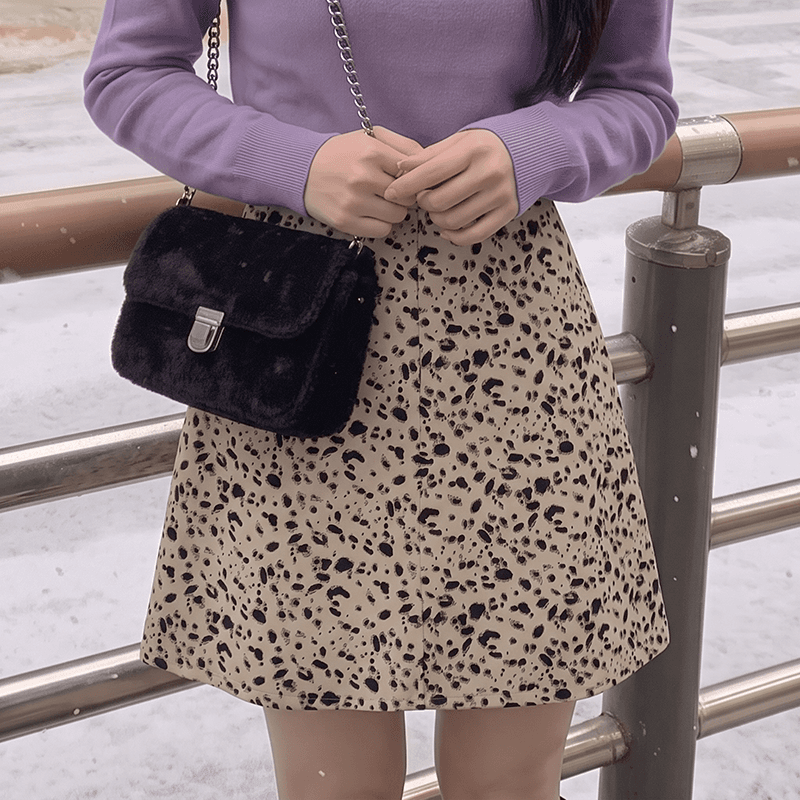 빅 사이즈 여성 의류 레오파드 무늬 한 마디 반신 스커트 여성 여름 얇은 스타일 하이웨이스트 슬림해 보이는 노출 방지 미니 스커트 출퇴근 착용 가져 가라. 치마 이미지 4