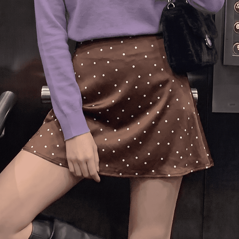 너무 디스플레이 품격 위로 한 부서 부드러운 바람 도트 무늬 반신 스커트 여성 여름 노출 방지 슬림해 보이는 한 마디 타이트 스커트 짧은 치마 상세 이미지 5