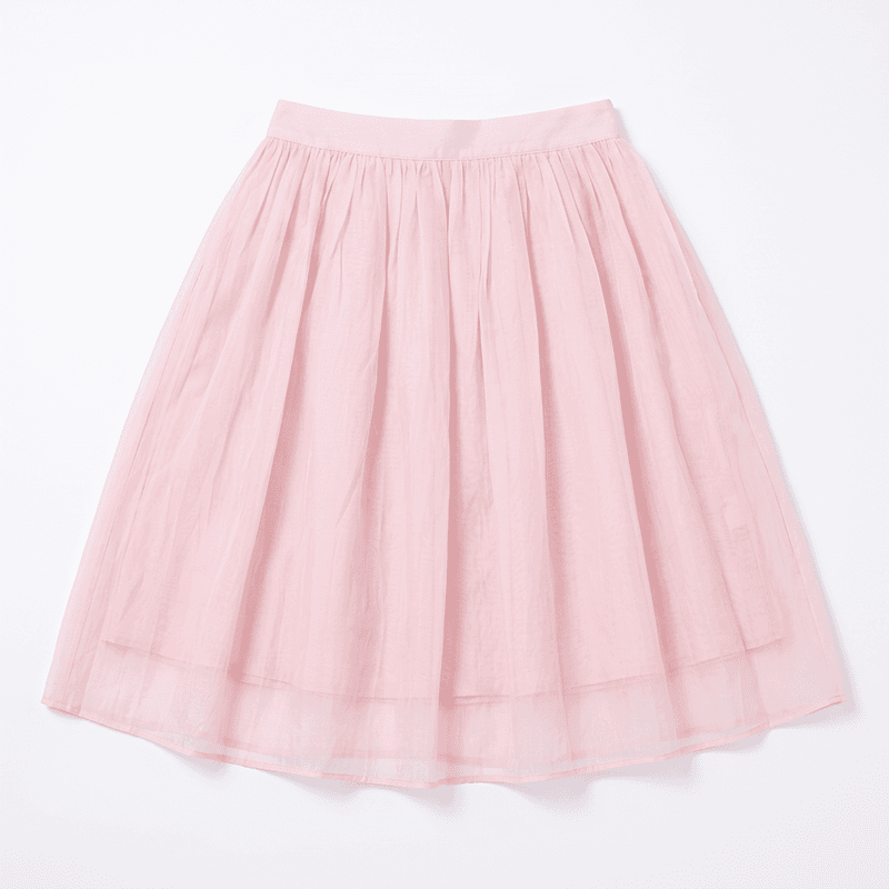 실사 빅 사이즈 여성 의류 부드러운 핑크색 Tulle 반신 스커트 여성 슬림해 보이는 루즈핏 우산 치마 표지 넓적 다리 다용도 한 마디 중간 스커트 이미지 4