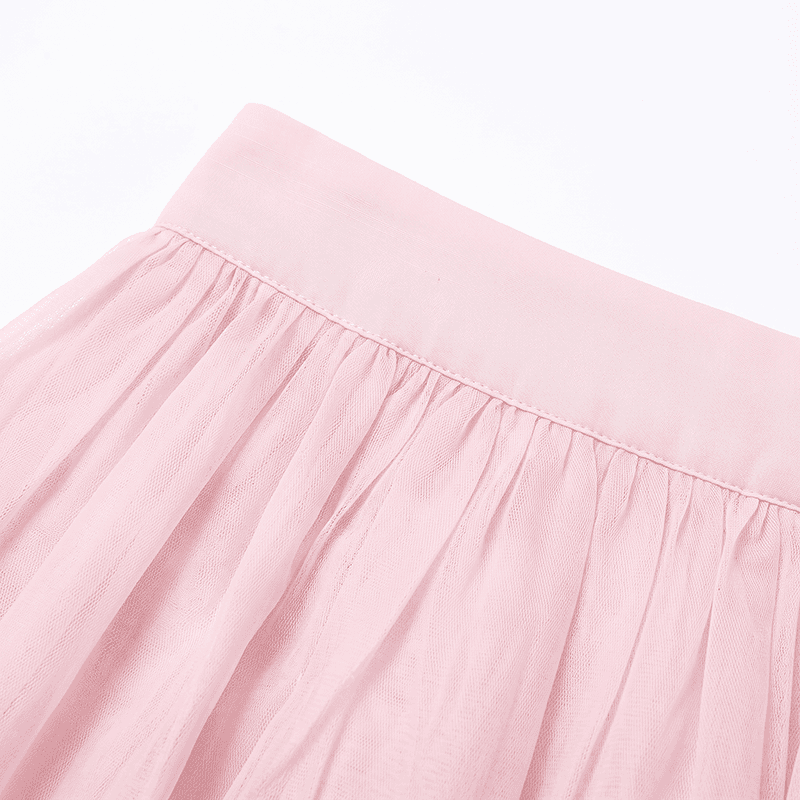 실사 빅 사이즈 여성 의류 부드러운 핑크색 Tulle 반신 스커트 여성 슬림해 보이는 루즈핏 우산 치마 표지 넓적 다리 다용도 한 마디 중간 스커트 상세 이미지 8