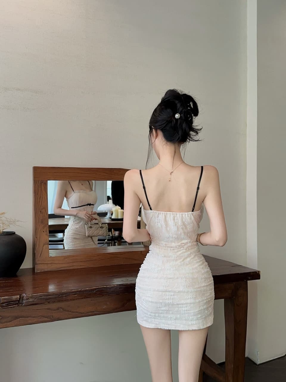 실사 섹시함 레이스 쇼트 스타일 슬립 드레스 복장 상세 이미지 15