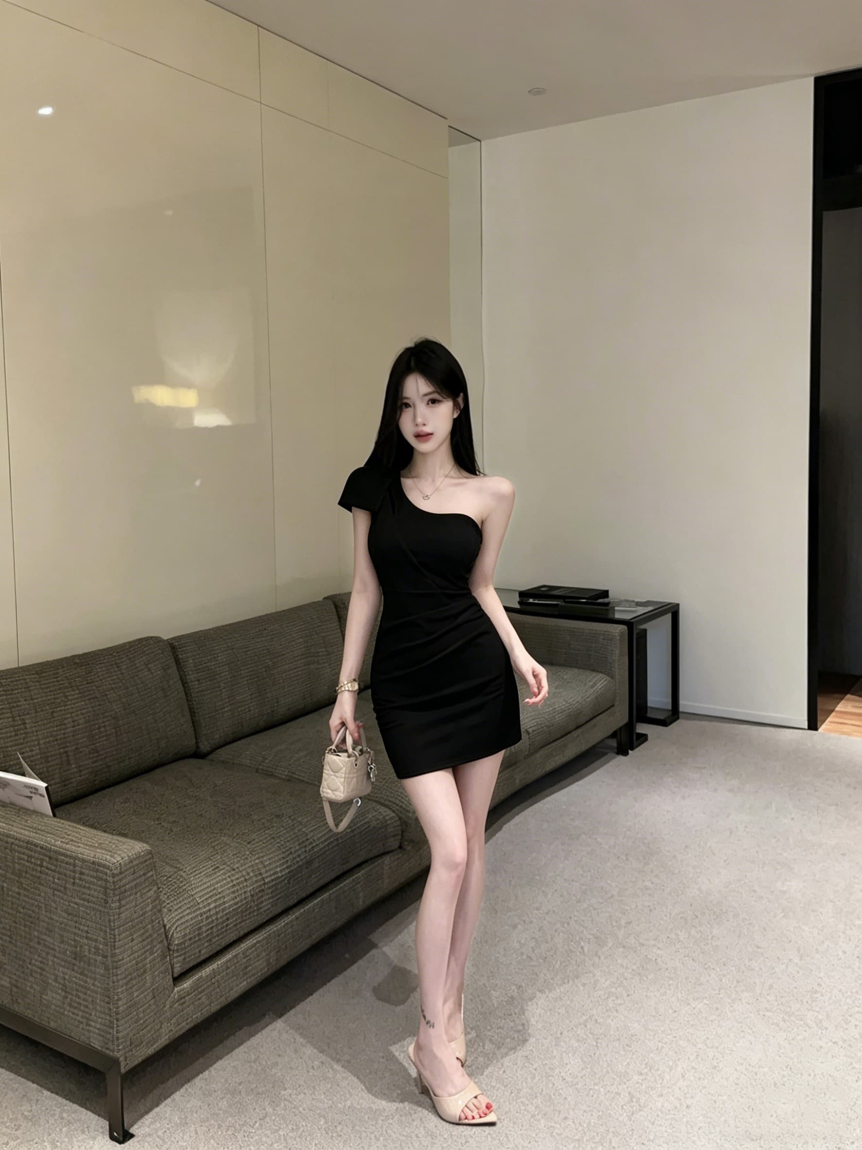 실사 섹시함 숄더백 튜브탑 드레스 쇼트 스타일 상세 이미지 2