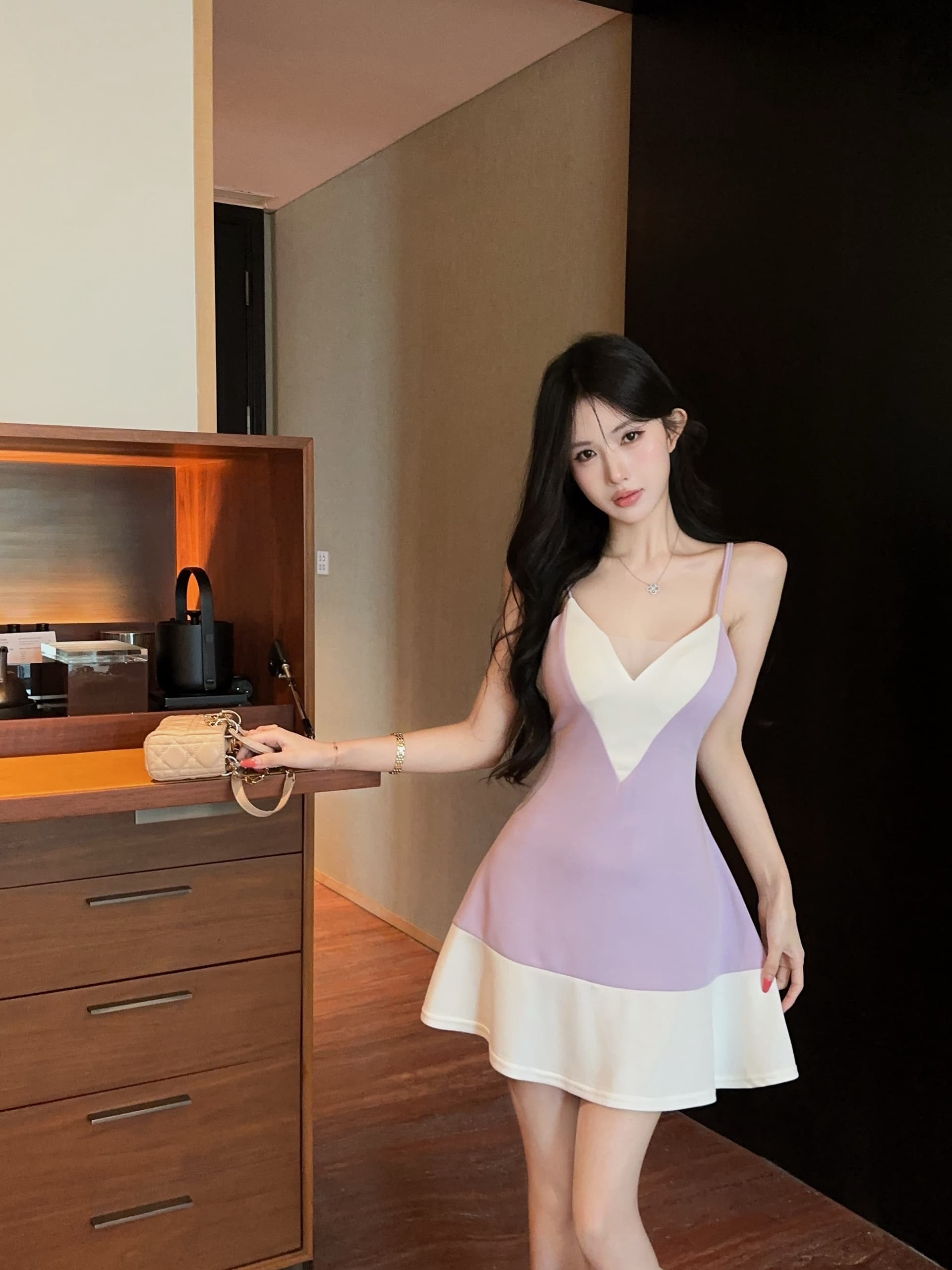 실사 배색 허리 수축 학원 스타일 A라인 스커트 상세 이미지 7