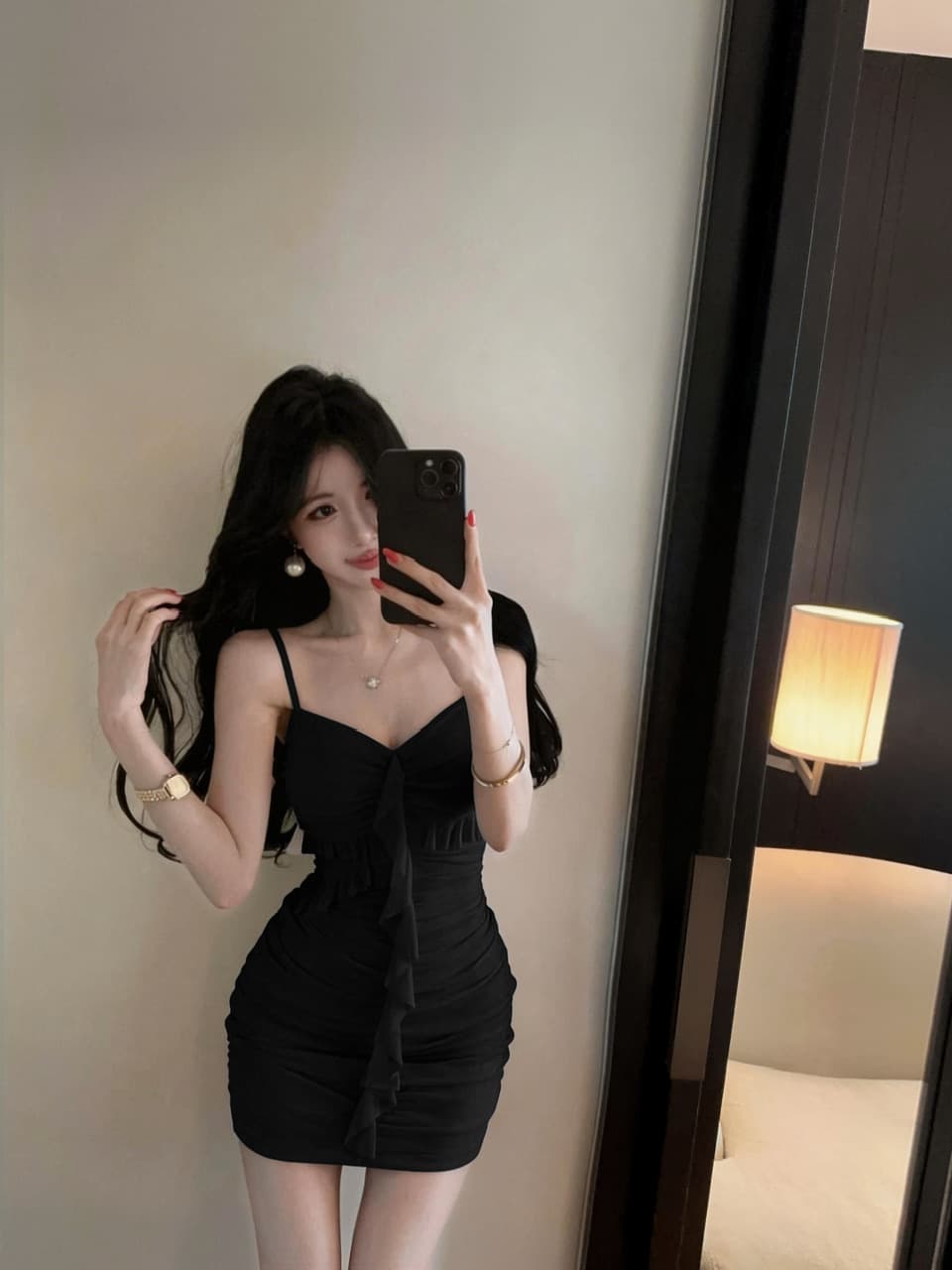 실사 망사 홀로우 아웃 패치워크 슬립 드레스 상세 이미지 18