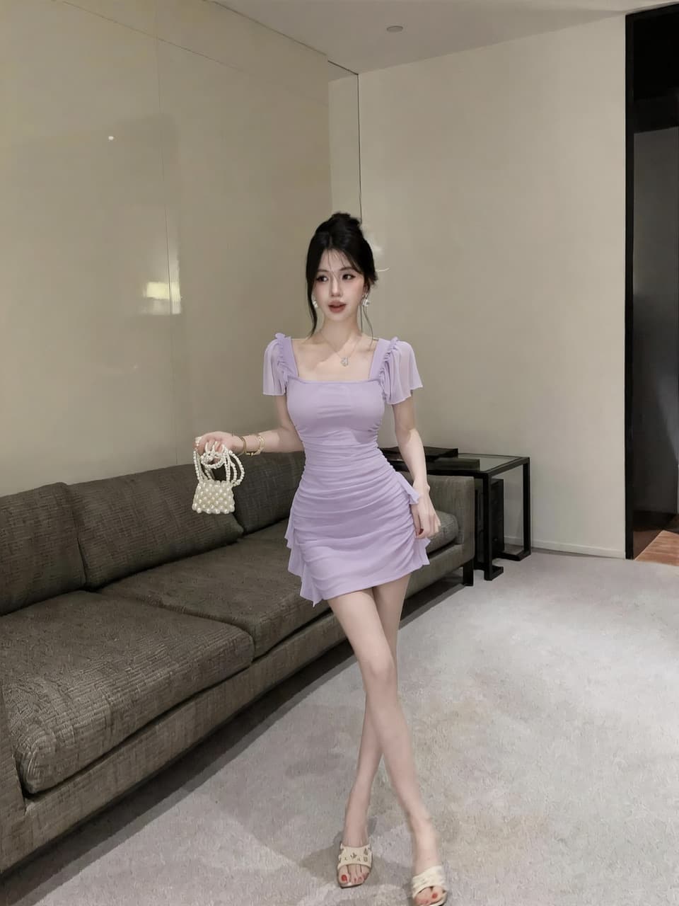 실사 섹시함 망사 쇼트 스타일 타이트 스커트 드레스 상세 이미지 18