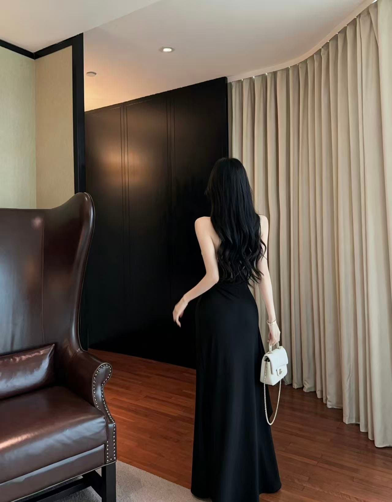 실사 롱 코트 튜브탑 드레스 복장 상세 이미지 4