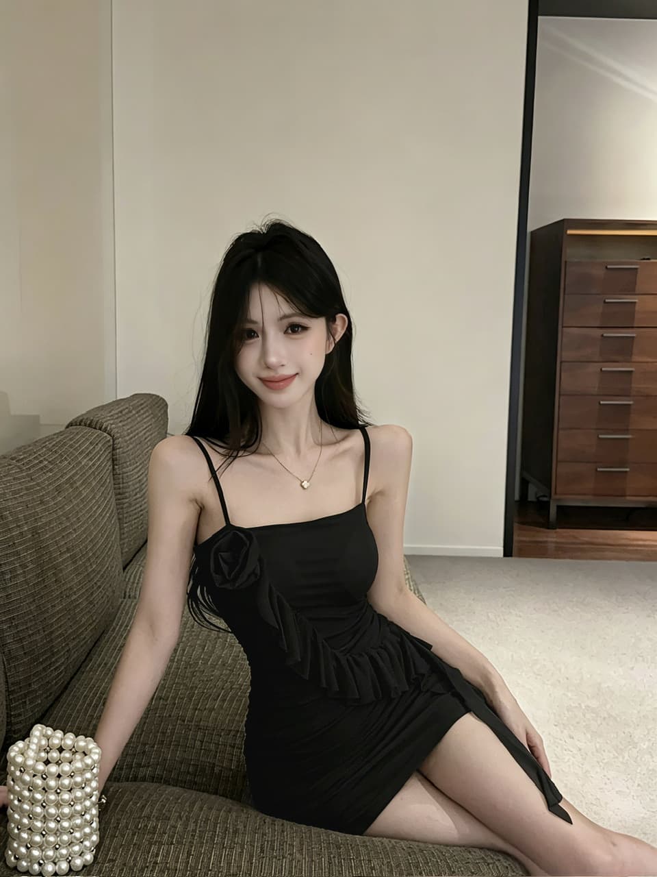실사 망사 쇼트 스타일 타이트 스커트 만나는 프릴 드레스 상세 이미지 4