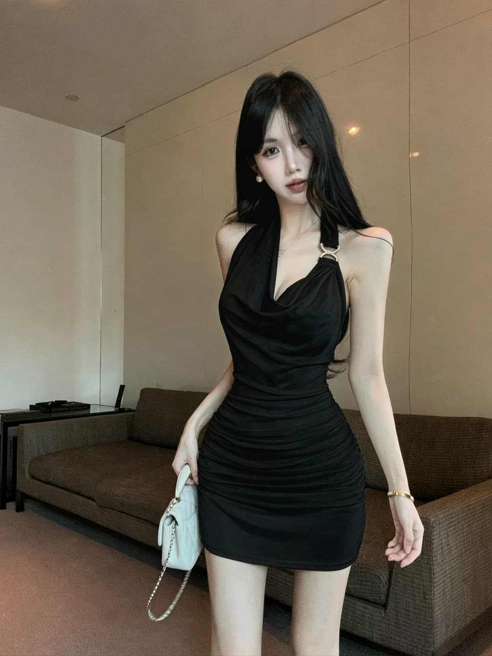 실사 쇼트 스타일 섹시함 망사 타이트 스커트 드레스 상세 이미지 6