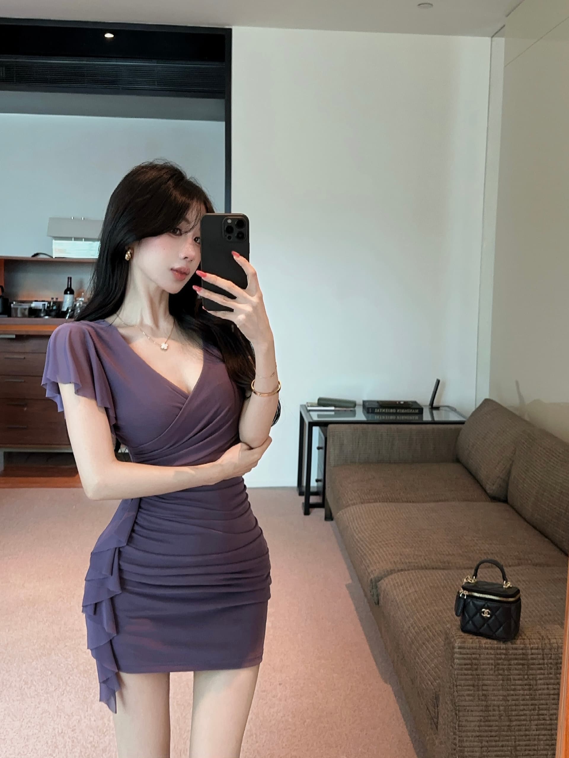실사 섹시함 망사 술 패치워크 쇼트 스타일 타이트 스커트 드레스 상세 이미지 8
