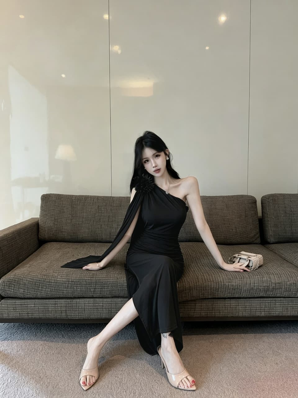 실사 롱 코트 망사 술 패치워크 드레스 복장 상세 이미지 10