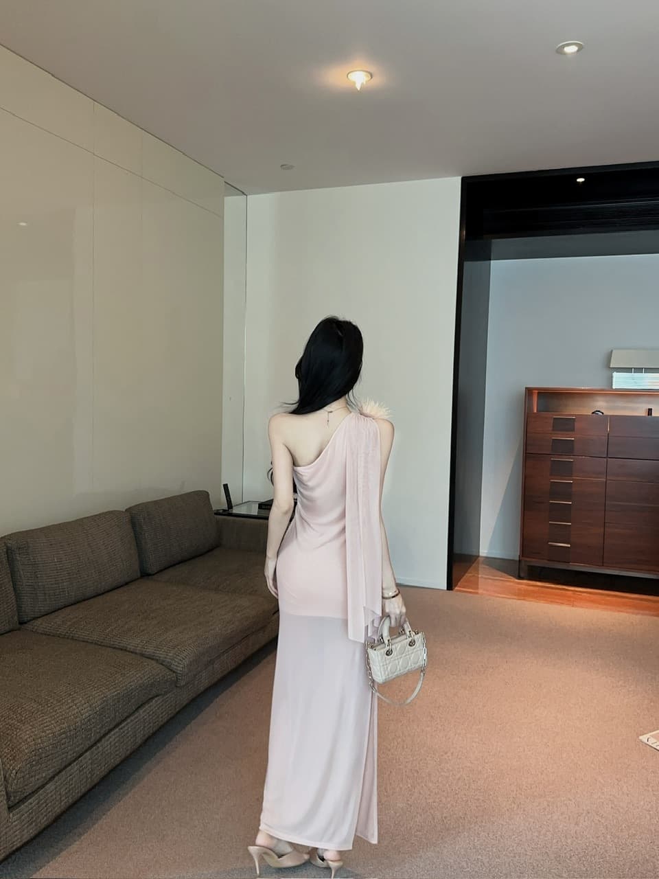 실사 롱 코트 망사 술 패치워크 드레스 복장 상세 이미지 13