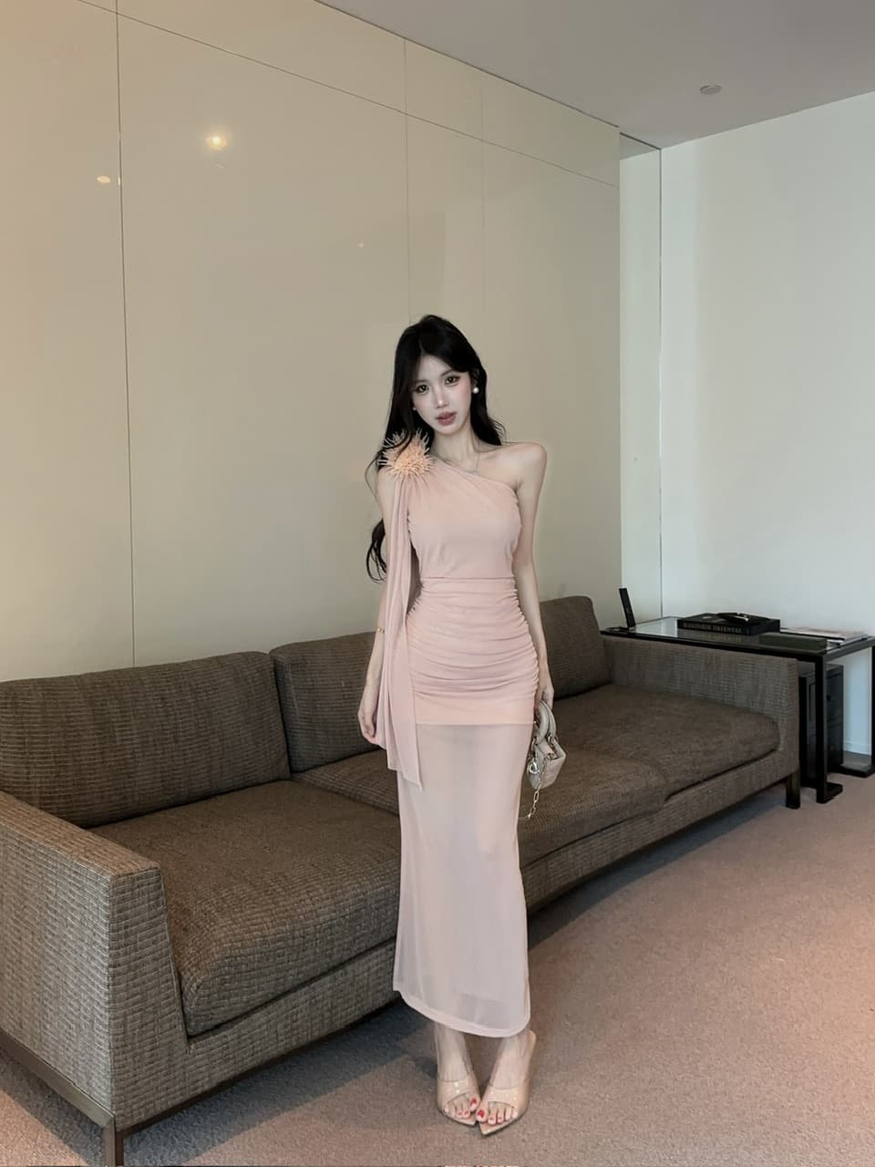 실사 롱 코트 망사 술 패치워크 드레스 복장 상세 이미지 16
