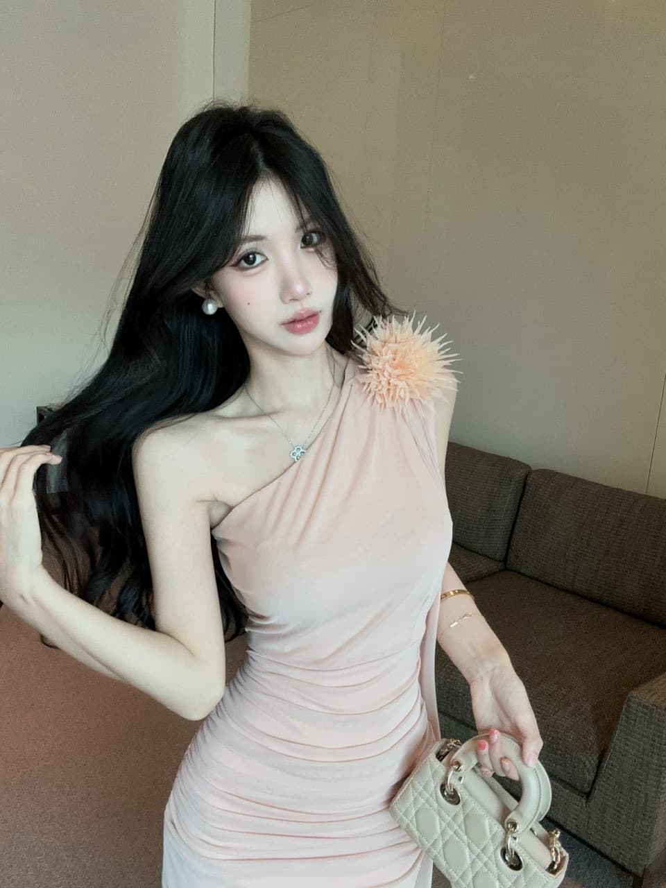 실사 롱 코트 망사 술 패치워크 드레스 복장 상세 이미지 17